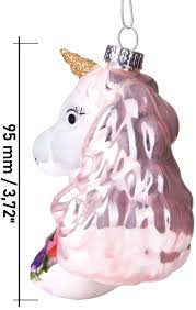 Handmålad Enhörning med Blomkrans - Julboll av Glas