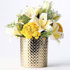 Gyllene Blomsterset - Konstgjorda Blommor