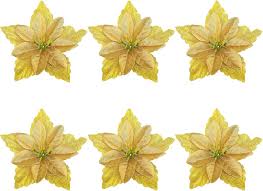 Gyllene Julstjärnor med Glitter - 30 st Dubbla Kronblad