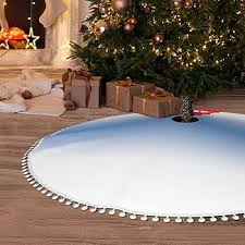 Strukturerad Blå Julgranskjol med Pompom