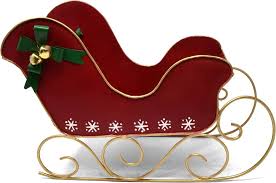 Jultomtens Röda Släde - 33 cm Dekoration