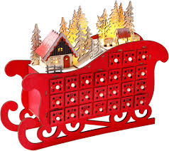 Julsläde Adventskalender med 24 Lådor