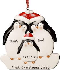 Personlig Pingvinfamilj med Julbebis