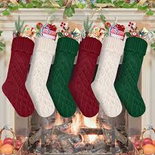 Julstrumpor 6-pack - Kabelstickade Bondgård 45 cm