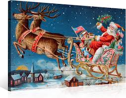 Julväggdekor: Tomte med Ren och Släde