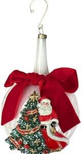 Julgran Dekorationsboll - Santa Claus 12cm Vit