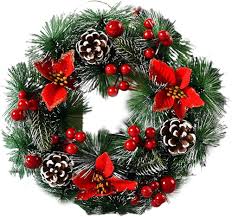 Julkrans med Tallkottar och Röda Bär