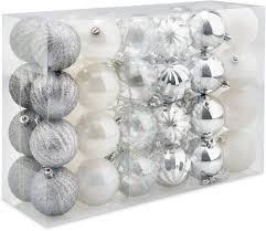 48-pack julgranskulor med silvertrådar – Vita och eleganta