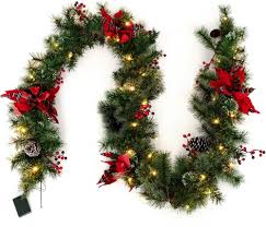 Julig Grankrans med Timer och 50 Lysdioder - 270 cm