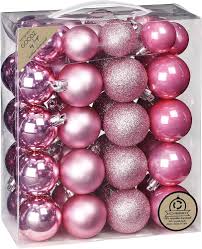 Set med 44 Rosa Plastkulor för Julgranen 4-5 cm