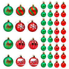 3 st Röda & Gröna Julgranskulor - Målade Ornament