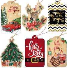 Julklappsetiketter 60 st med snöre - 15 blandade