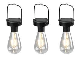 Reality Leuchten Solcells LED Utomhuslampor 3-pack - Svart Metall med Skymningssensor