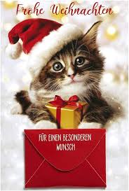 God Jul med Söt Katt - Hälsningskort