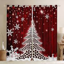 Snöflinge Gardiner för Barn - Julgran Fönster Draperier