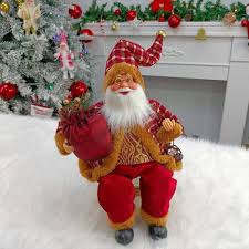 Sittande Jultomte Figur 35 cm - Juldekoration
