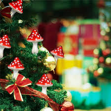 Handblåsta Glasmålade Svampprydnader