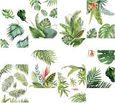 Tropiska Blad Fönsterdekaler - Set med 8 Stilar