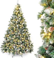 Yorbay Snöig Vit Julgran med LED-belysning