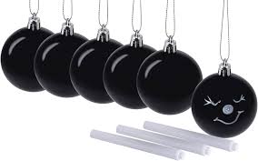 Personliga Svarta Julgranskulor - Set om 6