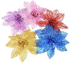 Julstjärnor i Silver - 10 St Falska Dekorationer