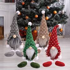 Stickade Jultomtar med Spetsiga Hattar - 4-Pack Dekorationer