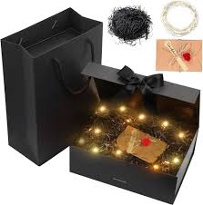 Idota Svart Presentlåda med Lock och Rosett