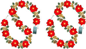 Julgirlang med Ljus och Konstgjorda Blommor - 2 St