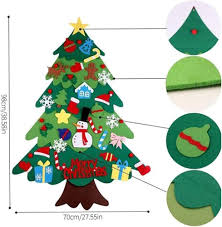 ZEKKLE Filtjulgran med 21 Ornament - Montessori Juldekoration för Barn