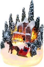 JAWSEU Lysande Julby med Mini Snöhus