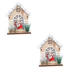 Glödande Trähus - Juldekoration 2-pack