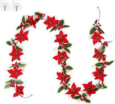 Julig Girlang med Röda Blommor och Bär