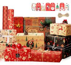 Jsdoin 9 st julklappspapper med garn - 70x50 cm